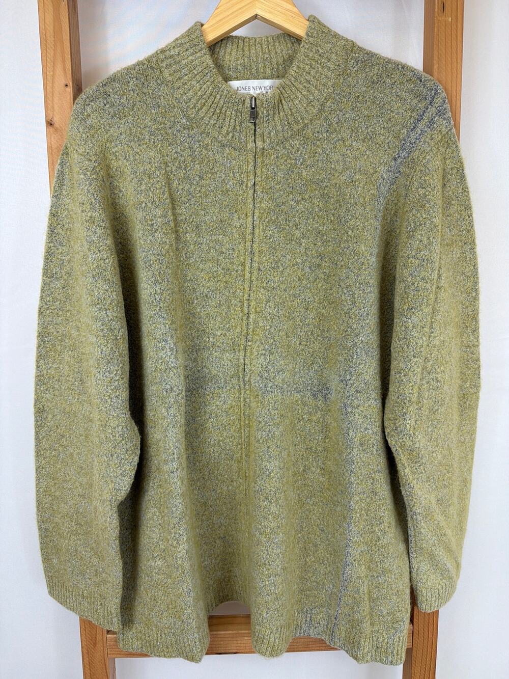 Vintage Jones New York Green Zip-Up Sweater Cardigan Size 3X